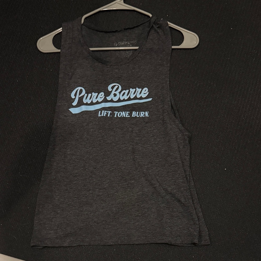 Pure Barre Charcoal Muscle Tee with Blue Print size medium